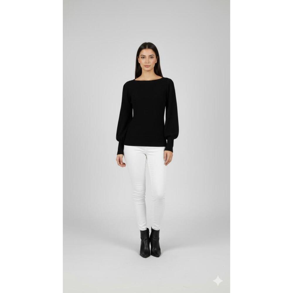 Boston Proper Women’s Black Ribbed Knit Long Sleeve Top Size S